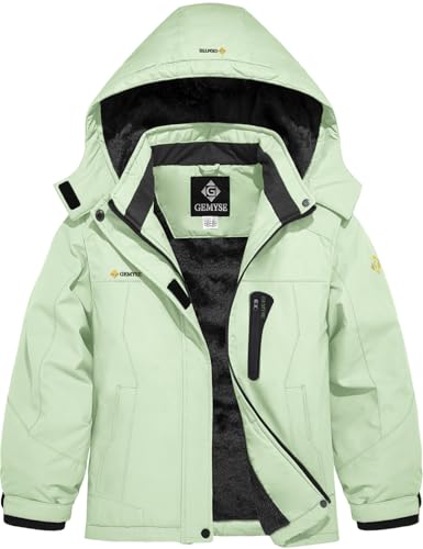 Image of GEMYSE Girl's Waterproof Ski Snow Jacket Hooded Fleece Lined Windproof Winter Jacket