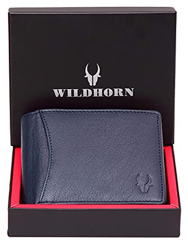 Image of WildHorn India Blue Leather Men's Wallet (RAKHIGIFT1173 Blue)