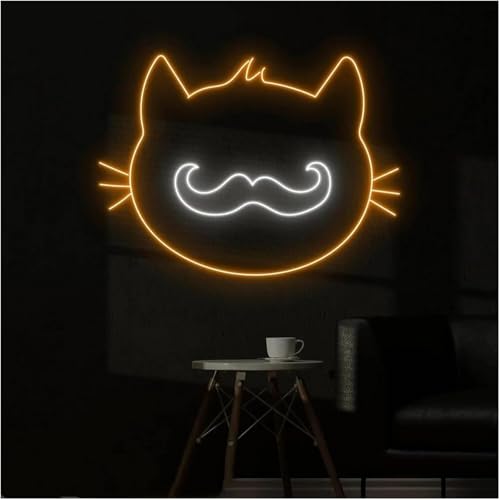 Néon LED chat moustachu 38x27cm à intensité variable pour décoration de chambre d'enfant - 3
