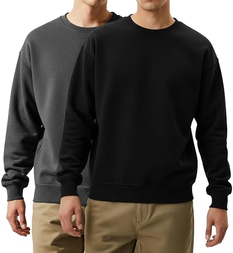 Andrew Scott Men's Fleece Crewneck Pullover Sweatshirt |Long Sleeve Top|Multi Packs| Size Small to Big 5XL