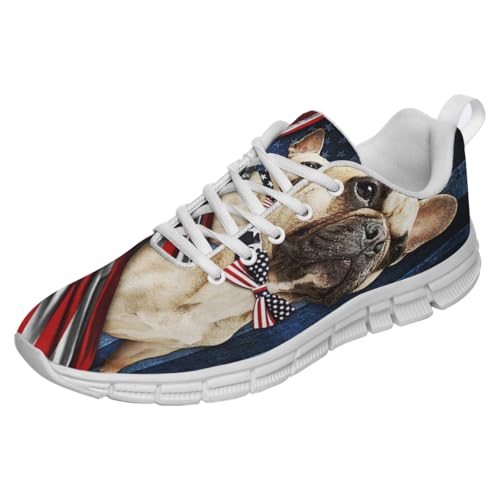 French Bulldog Shoes Men Women Running Shoes Non Slip Soft Lightweight Walking Sneakers White Size 4