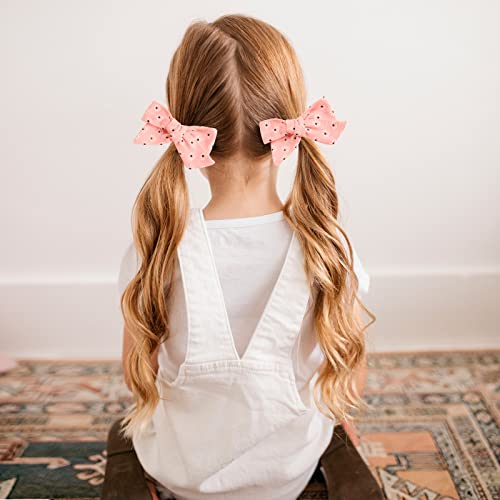 48 Pcs Baby Girls Hair Bows Clips 4.5 Inch Clips Tiny Linen Pigtail Barrettes Accessories For Fine Hair Babies Infants Toddler Kids In Pairs (48B) #TOP2