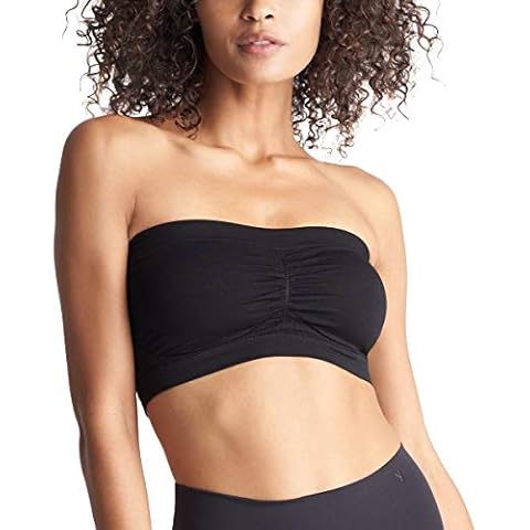 ESSENTIALS BY TUMMY TANK Women's Nylon Seamless Bandeau Bra, Black, M/L Cover