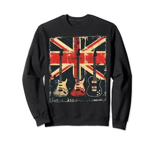 Guitarra vintage British Jack Union Flag Rock Guitarrista Sudadera