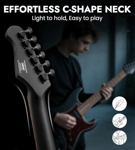 Tostar 39" HSS Electric Guitar Kit with Amp for Beginners-Matte Black — view 6