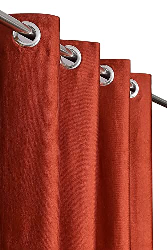 Image of Curtains 7 Feet Long for Living Room - Door Curtains Set of 1 Pcs Panel, Curtain Solid Parda for Home Decor & Office Rust Colour 7 feet (48 x 84 Inch) - 2 Pcs