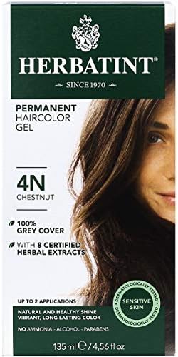 Herbatint Permanent Haircolor Gel, 4N Chestnut, Alcohol Free, Vegan, 100% Grey Coverage - 4.56 oz