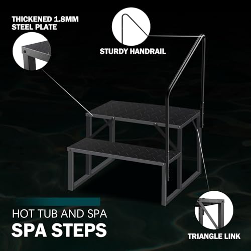 Escalera para jacuzzi con barandal de 2 escalones miniatura 5
