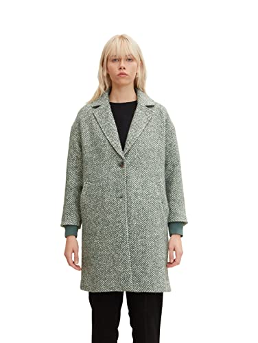 TOM TAILOR Denim Damen Mantel 1032676, 30569 - Green Dust Herringbone, M