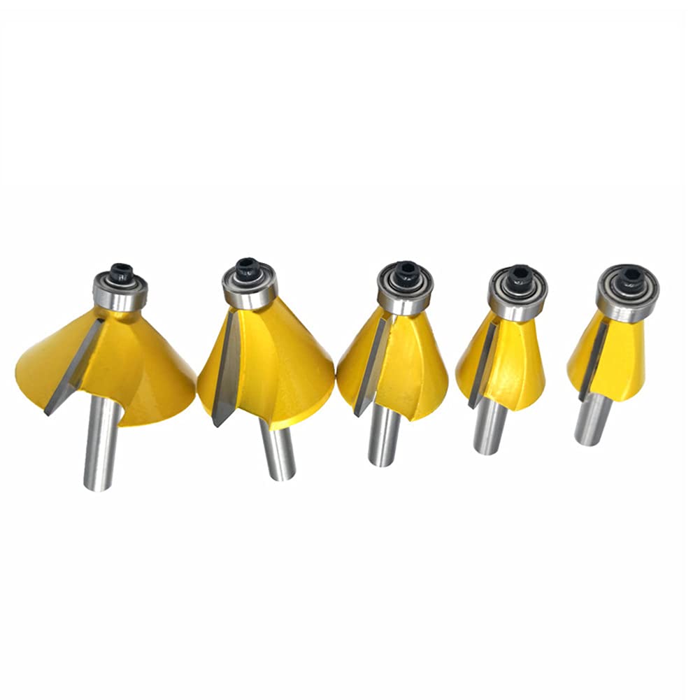 5 piezas 8 mm vástago biselado fresas de metal duro para trabajos de madera, herramientas carpinteria, rodamiento de bolas, fresas cónicas