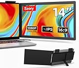 Armazém Brasil, Extensor de tela portátil, 14' 1080P Dual Screen, Monitor portátil de rotação de 250 ° para laptop, Travel Display para laptop 14-16 '' com porta USB-C/HDMI, Plug & Play