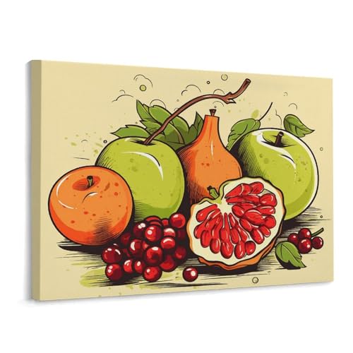 Décoration murale de Noël pour salon et chambre : tableau fruits 40x30