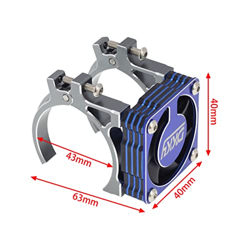 Dkky Aluminum Motor Cooling Fan 40-43Mm Adjustable Dual Motor Mounts For Arrma Axial 1/10 Rc Car 4274 4068 4268 Motor (Titanium Blue) #TOP1