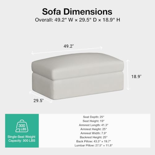 Image of Novilla Deep Seat Modular Sectional Sofa, Removable Washable Covers, Cloud Couch Chenille Boneless Sectional Couch Beige, No Assembly Required, Ottoman