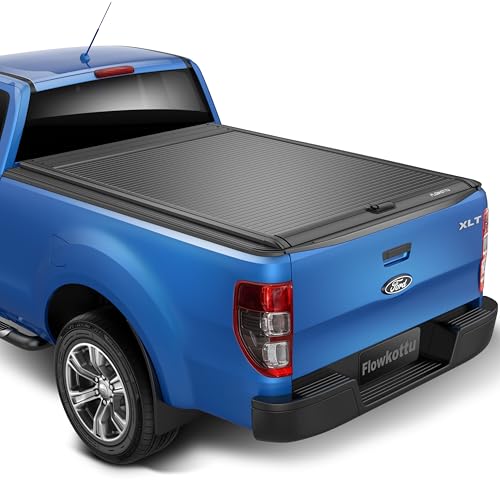 Image of Flowkottu Retractable Tonneau Cover Fit Ford Ranger 2019-2023 Truck Bed | Lockable Waterproof Anti-theft Aluminum Auto-Recoil xl xlt lariat supercab 2019 2020 2021 2022 2023