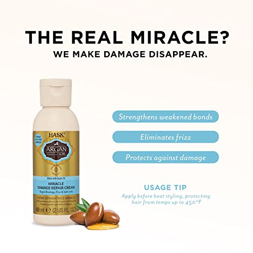Hask Argan Oil Miracle Damage Repair Cream For All Hair Types, Color Safe, Gluten Free, Sulfate Free, Paraben Free - Pack Of 2 #TOP1