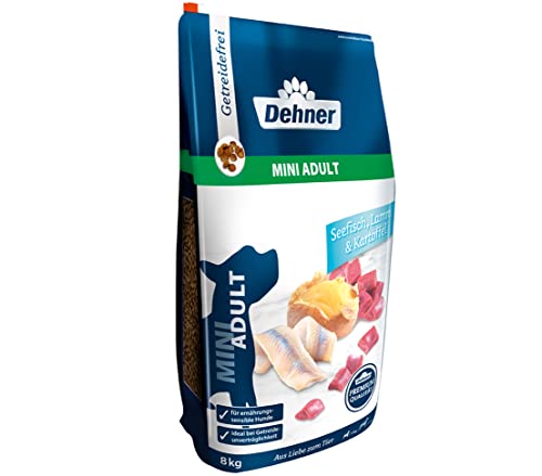 Dehner Premium Hundefutter, Trockenfutter getreidefrei, für ausgewachsene Hunde kleiner Rassen, Fisch / Lamm / Kartoffel, 8 kg