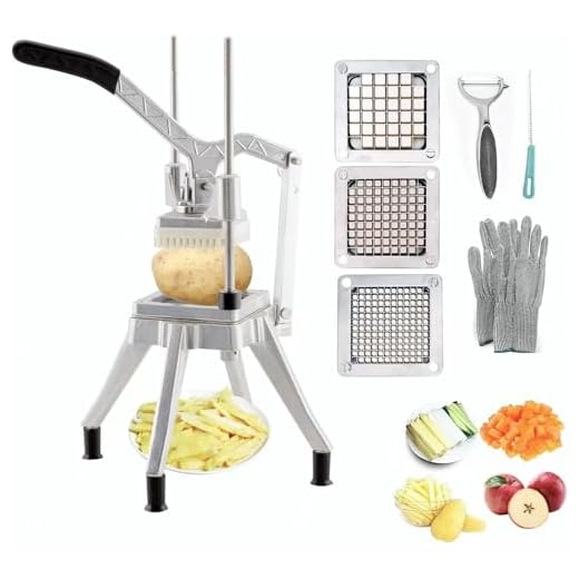 Havulhua Upgrade Fruit Vegetable Cutter Stainless Vegetable Chopper, French Fry Cutter, Stainless Onion Dicer for Tomato Peppers Mushroom with 3 Replacement Blade (1/4+3/8 +1/2)