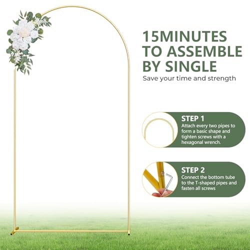 Metal Arch Backdrop Stand, 7.2FT+6FT Wedding Arch Frame, Gold Wedding Arch Backdrop Stand Set of 2, Balloon Arch Backdrop for Wedding Birthday Party Baby Shower - Image 4