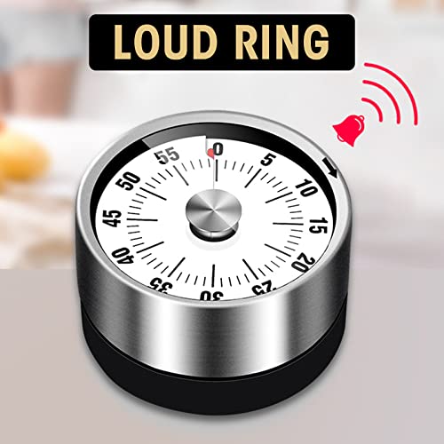 Pmyek Visual Timer-60-Minutes Mechanical Timer For Kitchen And Kids, Classroom Timer, Time Management Tool With Loud Alarm Sound & Stainless Steel For Teaching, Study, Exercise, Baking, Cooking, Frame #TOP3
