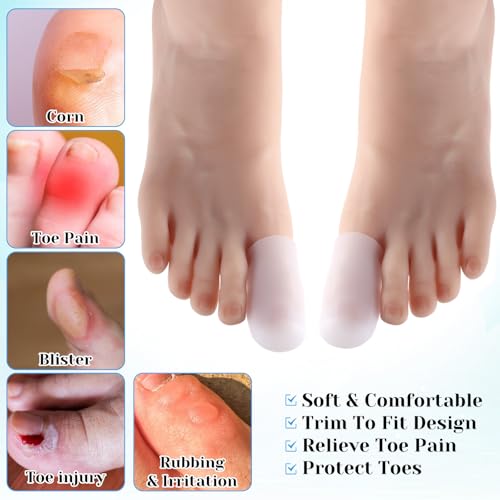 Image of simarro 14 Pieces Big Toe Protectors, Silicone Toes Protectors for Men and Women, Toe Anti-Friction Rubber Sleeves Made of Elastic Fabric, Protect Toes from Friction and Relieve Pressure (White)