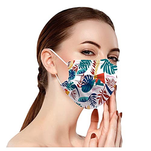 50Pack Women's Disposable Masks For Adults Leaf Floral Print Sunflower Anti-Dust Holiday Skin Care Breathable #TOP5