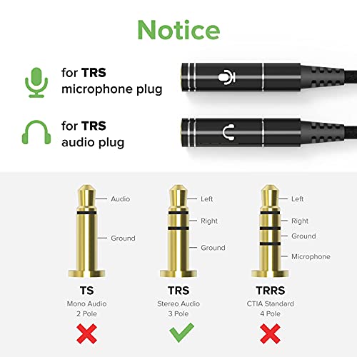 Adaptador divisor Jack 3.5mm para auriculares y micrófono miniatura 6