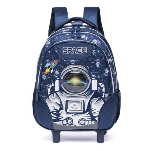 Kit Mochila de Rodinhas Lancheira Térmica Estojo Infantil Escolar Masculino (Azul)