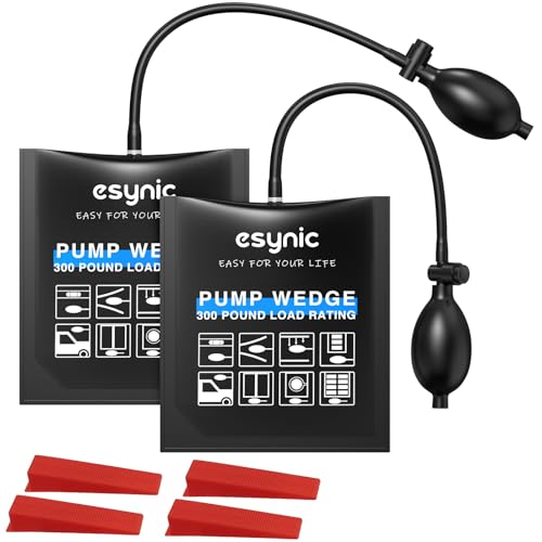 ESYNiC 2PZ Pompa ad Aria per Finestre Carico massimo di 200KG Cuscini Gonfiabili ad Aria Materiale in TPU con 4 Cunei per Montaggio di Finestre Porte Mobili Sportelli Auto Uso Domestico
