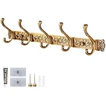 Vintage Wall Mounted Coat Rack 1Pcs Row of Heavy Duty Hook, Gold Coat Hooks Antique Decorative Hooks for Bathroom, Bedroom, Entryway, Durable Aluminum Wall Hook B