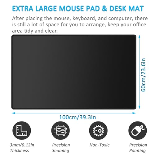 Image of LL-COEUR XXL Black Mouse Pad Gaming Keyboard Mat Laptop Office Desk Mat (1000 x 600 x 3 mm)