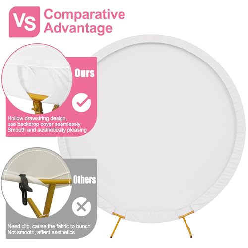 Wokceer 6.6FT Round Backdrop Cover Round Arch Covers White Spandex Circle Balloon Arch Stand Round Arch Backdrop Cover for Wedding Birthday Party Ceremony Decor - Thumbnail 4