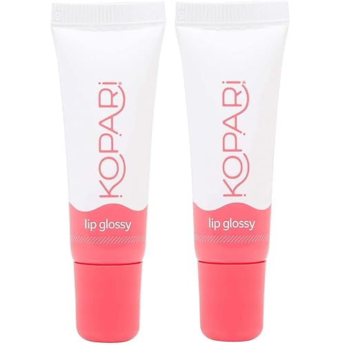 Miniatura 1 de Kopari Coconut Lip Glossy Watermelon, paquete de 2  Aceite de coco hidratante e hidratante, vitamina E y manteca de karité, brillo labial con aceite