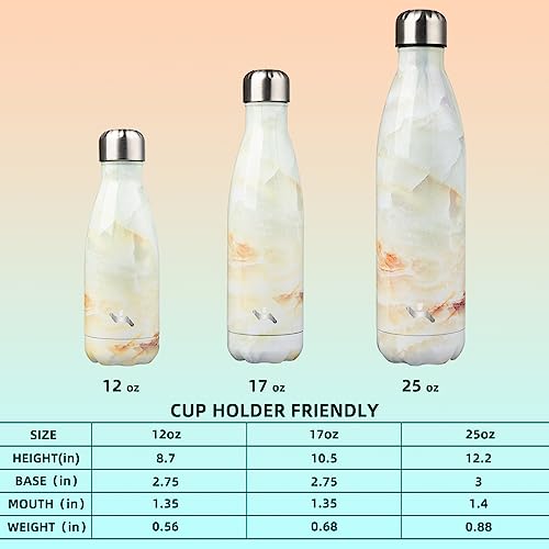 Image of Konokyo Insulated Water Bottles,12 oz Double Wall Stainless Steel Vacumm Metal Flask for Sports Travel,Marble Jade