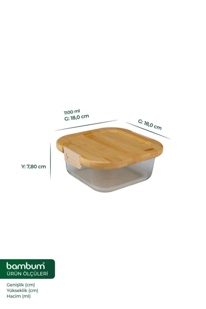 Bambum Patina - Kilitli Cam Saklama Kabı 1100 Ml
