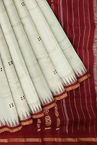 Image of Odisha Sambalpuri Handloom Ikat Women's Cotton Saree, Odisha Handloom Handmade Pure Cotton Khandua Saree, Ikkat Orissa Traditional Handloom Saree Without Blouse
