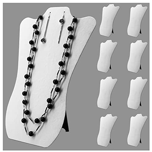 Codant 14 Inch Tall White Velvet Necklace & Earing Display Stands for Selling, Foldable Jewelry Display Stands for Shows(set of 8)