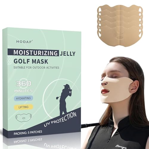 Koyzixm FDA Cleared Golf Sunscreen Patches 5-Pack, UV Protection Face Mask with Skincare Ingredients, Hydrating Gel Sunshield Stickers for Outdoor Sports, Golf, Beach, Cycling
