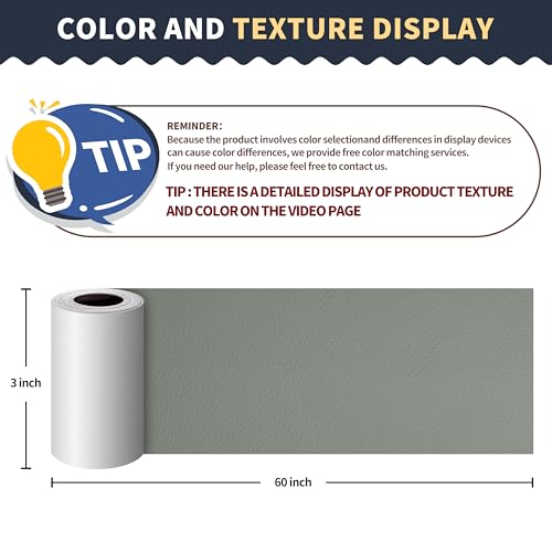 Image of ONine Leather Repair Patch,Leather Repair Tape, 3 x 60 inches Leather Repair Patch for Furniture,Vinyl Repair kit,Leather Couch Patch,for Sofas, Furniture, car Seats(Blue Gray-Litchi Grain)