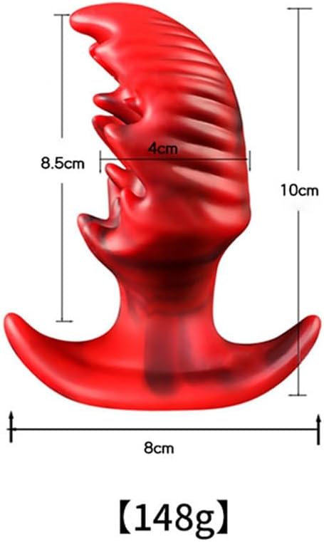 Buttock Stretching Red Silicone Special Shape, Wavy Texture, Unique Design, Soft Flexible Material +Y