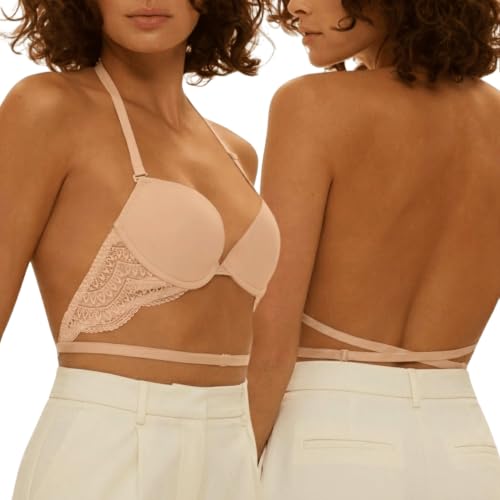 Simone Perele Unsichtbarer rückenfreier BH mit Bügeln Modulierbare Lingerie für tief Ausgeschnittene rückenfreie Kleider inklusive transparenter BH-Träger Farbe Rosiger Hautton