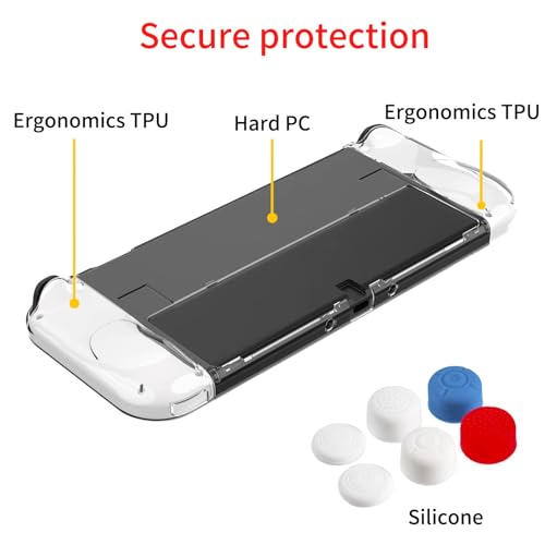 Teyomi® Funda compatible con Nintendo Switch OLED modelo 2021, accesorios Nintendo Switch con funda, protector de pantalla, funda transparente para Nintendo Switch OLED, funda para mango Joy-Con - imagen 8