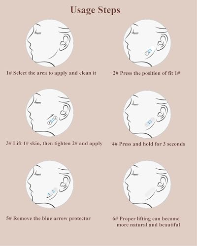 HIDOVETEC Fita de lifting facial invisível, 120 peças, para queixo duplo, pele flácida, levantamento