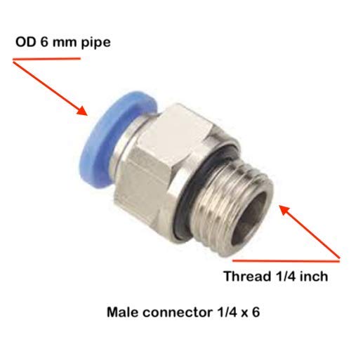 PU Connector (Male) Pkt of 10 pcs (1/4 x 6) Amazon.in Home Improvement