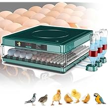36 48 56 64 98 130 Egg Incubator,Poultry Hatcher,Digital Led Display, Auto Egg Turning+Automatic Hydration+Temperature Control,with Led Egg Light,130-Eggs-Eu-1P,