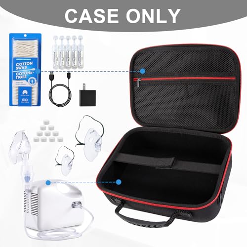 Image of Hard Case for Smart Nebulizer,Portable Nebulizer Bag,Desktop Inhaler Nebulizer for Home Travel Use,Medical Case for Inhaler Spacer, Masks, Asthma Accessories Medicine Storage Bag, Red