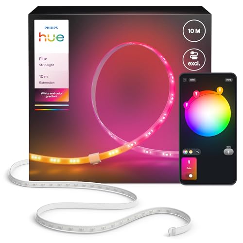 Hue Flux 10-Meter-LED-Streifen-Verlängerung, lebendige Farben und Atmosphäre, flexible Innenbeleuchtung, Chromasync™-Farbmischung, zuschneidbar, verlängerbar, wiederverwendbar, App und Sprachsteuerung 1