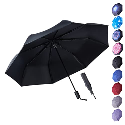 Goothdurs UV Sun Umbrella Compact Folding Travel Umbrella for Windproof, Waterproof - 99.9% UV Protection Small Mini Parasol with Black Anti-UV Coating for Men & Women