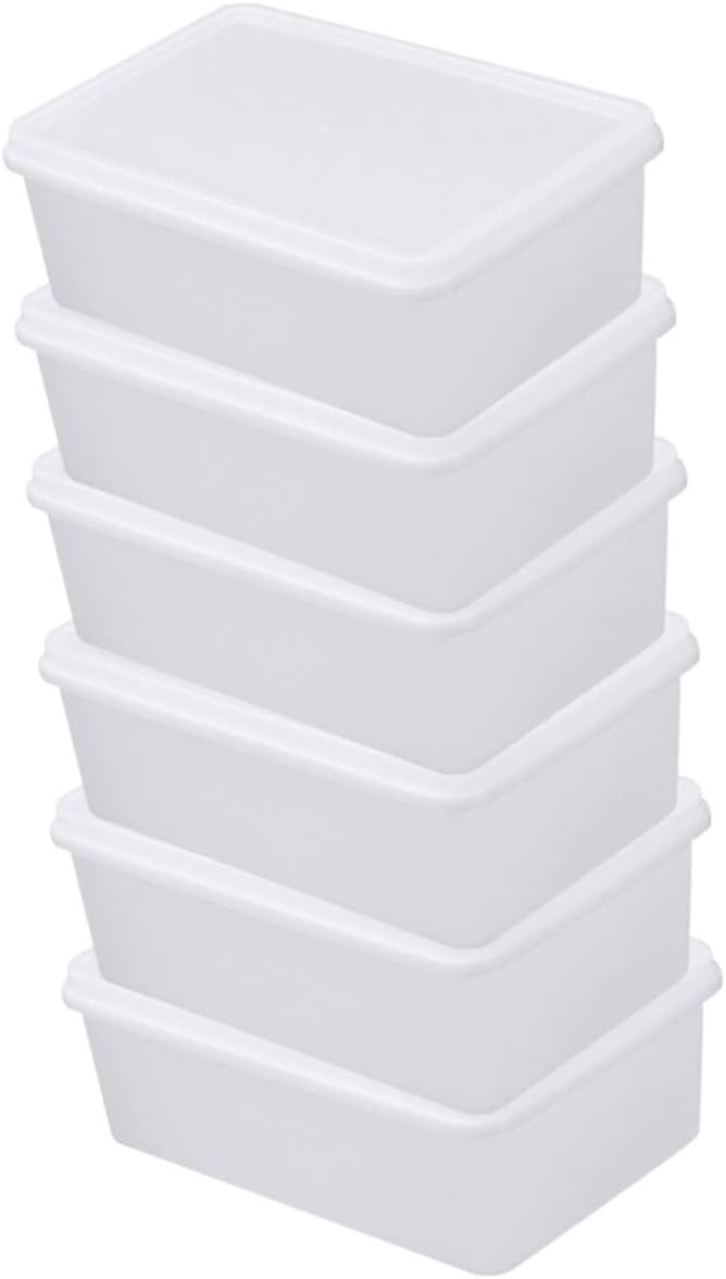 Alipis 6pcs Plastic Food Container Set 0.5l White for Fridge Storage