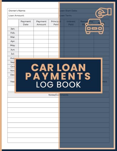 Car Loan Payments Log Book: Auto Financing Journal for Recording Installments, Interest Breakdown, Principal Tracking, Balance Updates, and Annual Overview